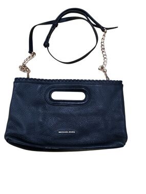 Michael Kors Black Leather Chain-Accent Shoulder Bag
